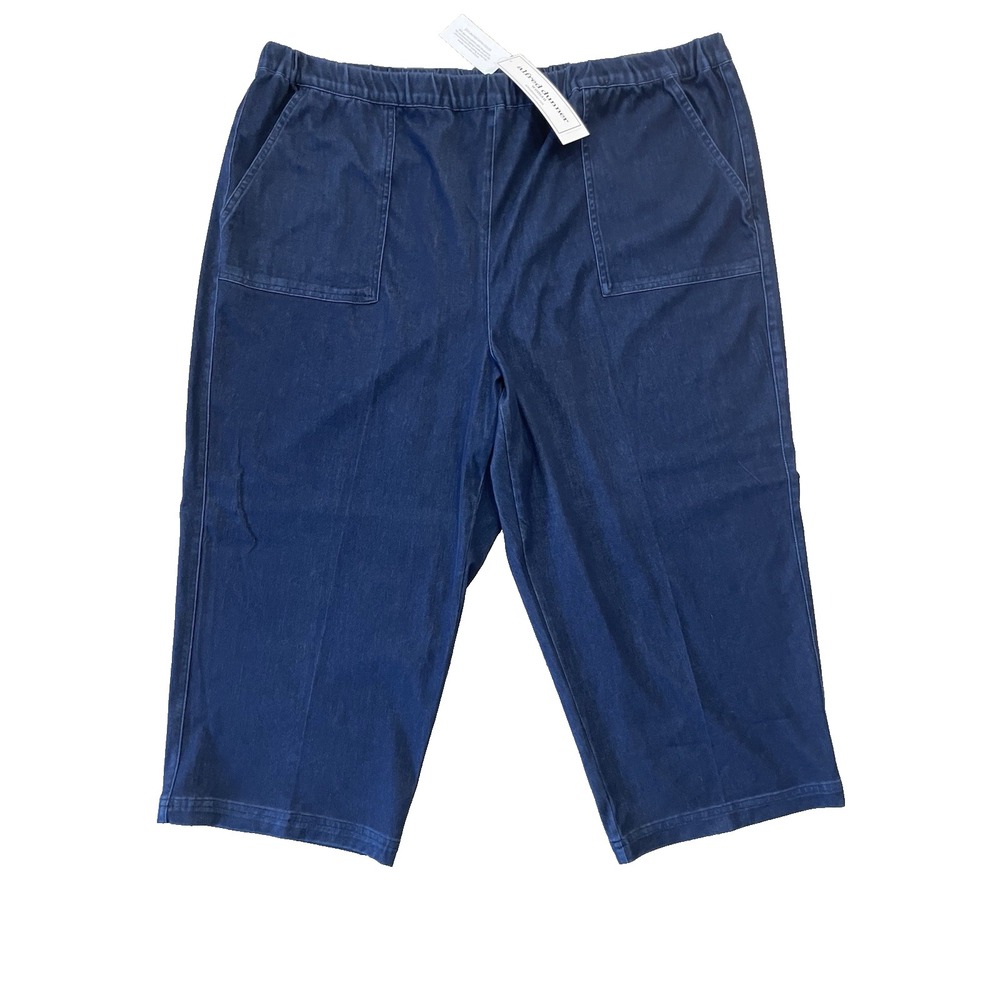 NWT Alfred Dunner Capri‎ Pants Womens Plus Size 20W Blue Denim Look Stretch